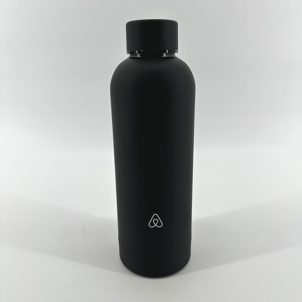 Airbnb Logo Black Matte Stainless Steel Double Wall Vacuum Insulated Water Bottl